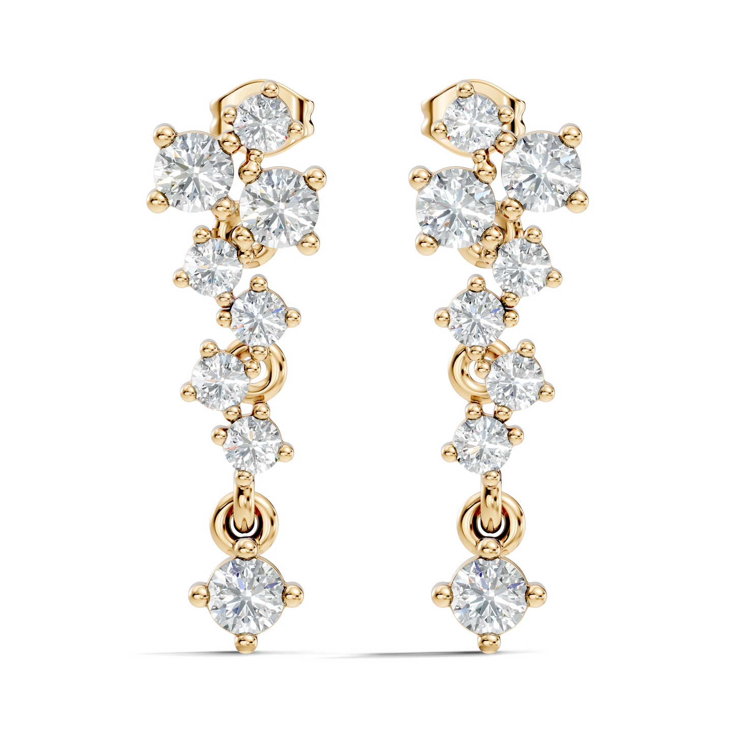 Minimalist Round Diamond Drop Stud Earrings in 14K Solid Gold  Elegant Women's Jewelry - HIGHCARAT DIAMONDS