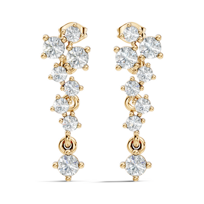 Minimalist Round Diamond Drop Stud Earrings in 14K Solid Gold  Elegant Women's Jewelry - HIGHCARAT DIAMONDS