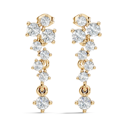 Minimalist Round Diamond Drop Stud Earrings in 14K Solid Gold  Elegant Women's Jewelry - HIGHCARAT DIAMONDS