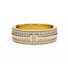 Round Cut Lab Grown Diamond Unique Half Eternity Beautiful Unisex Wedding Band - HIGHCARAT DIAMONDS