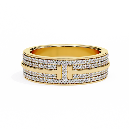 Round Cut Lab Grown Diamond Unique Half Eternity Beautiful Unisex Wedding Band - HIGHCARAT DIAMONDS