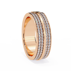 Round Cut Lab Grown Diamond Unique Half Eternity Beautiful Unisex Wedding Band - HIGHCARAT DIAMONDS