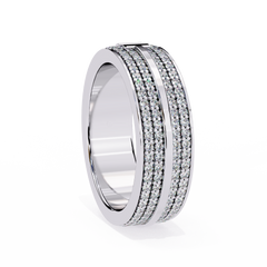 Round Cut Lab Grown Diamond Unique Half Eternity Beautiful Unisex Wedding Band - HIGHCARAT DIAMONDS