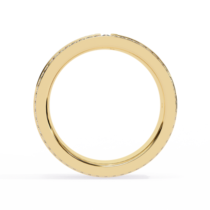 Round Cut Lab Grown Diamond Unique Half Eternity Beautiful Unisex Wedding Band - HIGHCARAT DIAMONDS