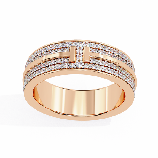 Round Cut Lab Grown Diamond Unique Half Eternity Beautiful Unisex Wedding Band - HIGHCARAT DIAMONDS