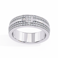 Round Cut Lab Grown Diamond Unique Half Eternity Beautiful Unisex Wedding Band - HIGHCARAT DIAMONDS