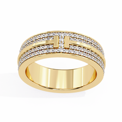 Round Cut Lab Grown Diamond Unique Half Eternity Beautiful Unisex Wedding Band - HIGHCARAT DIAMONDS