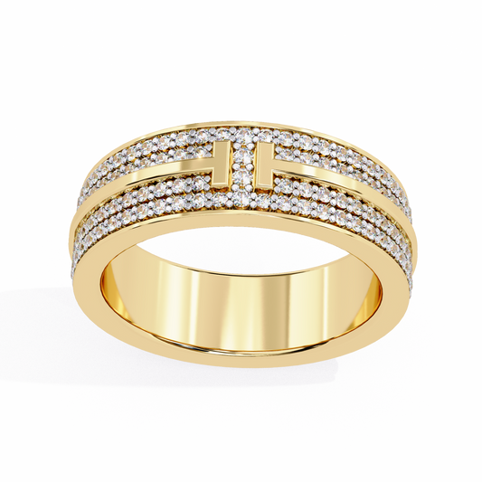 Round Cut Lab Grown Diamond Unique Half Eternity Beautiful Unisex Wedding Band - HIGHCARAT DIAMONDS