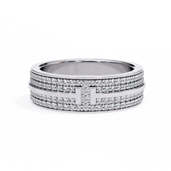 Round Cut Lab Grown Diamond Unique Half Eternity Beautiful Unisex Wedding Band - HIGHCARAT DIAMONDS