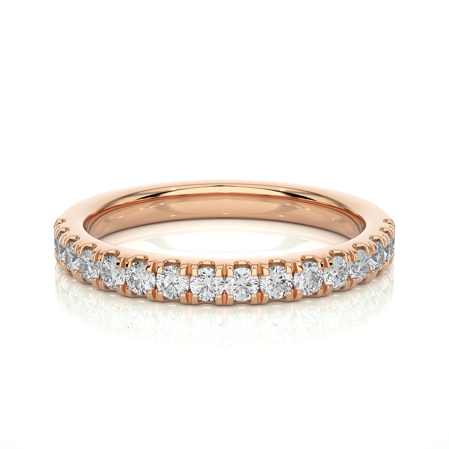 Round Diamond Half Eternity Wedding Band For Her Sparkling Timeless Dainty Vintage Jewelry - HIGHCARAT DIAMONDS