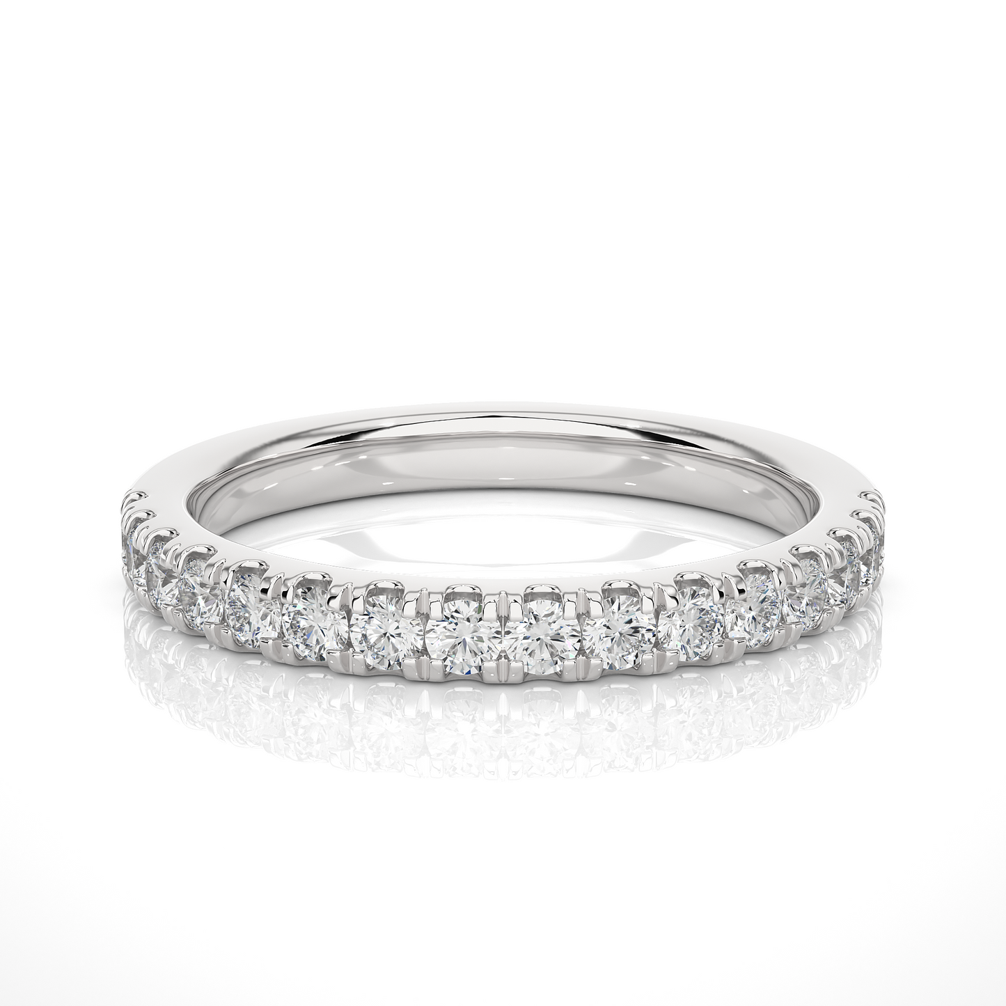Round Diamond Half Eternity Wedding Band For Her Sparkling Timeless Dainty Vintage Jewelry - HIGHCARAT DIAMONDS