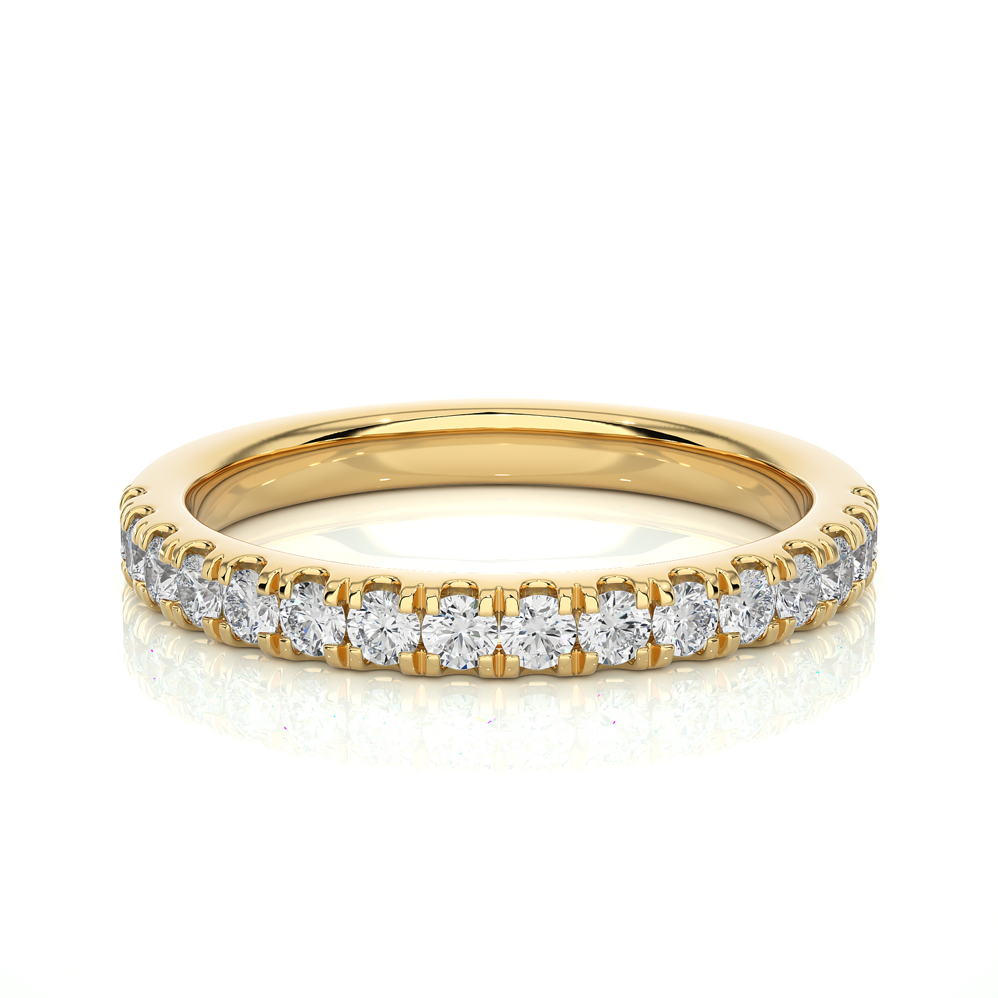 Round Diamond Half Eternity Wedding Band For Her Sparkling Timeless Dainty Vintage Jewelry - HIGHCARAT DIAMONDS