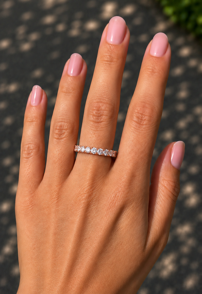 Round Cut Lab Grown Diamond Half Eternity Band - HIGHCARAT DIAMONDS