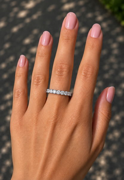 Round Cut Lab Grown Diamond Half Eternity Band - HIGHCARAT DIAMONDS