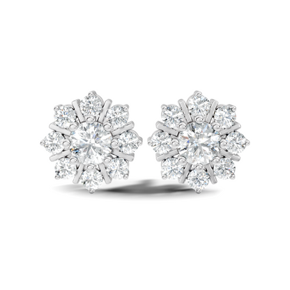 14k Solid Gold Round Shape Sparkling Shinning Elegance Diamond Earrings For Women - HIGHCARAT DIAMONDS