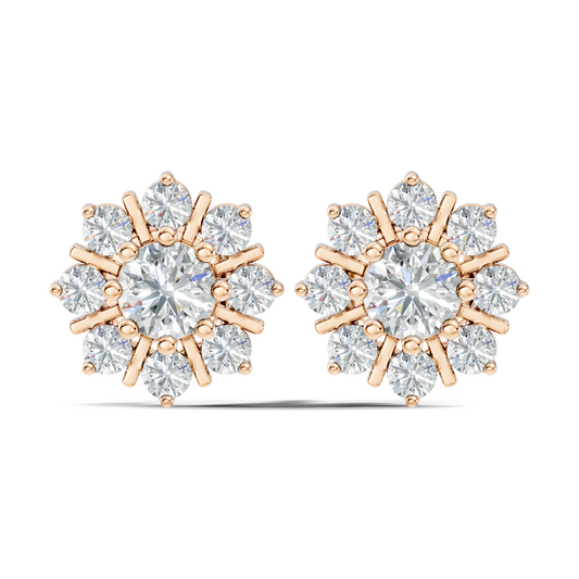 14k Solid Gold Round Shape Sparkling Shinning Elegance Diamond Earrings For Women - HIGHCARAT DIAMONDS