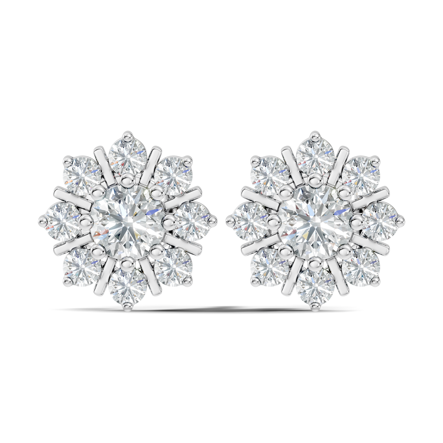 14k Solid Gold Round Shape Sparkling Shinning Elegance Diamond Earrings For Women - HIGHCARAT DIAMONDS