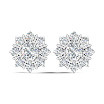 14k Solid Gold Round Shape Sparkling Shinning Elegance Diamond Earrings For Women - HIGHCARAT DIAMONDS