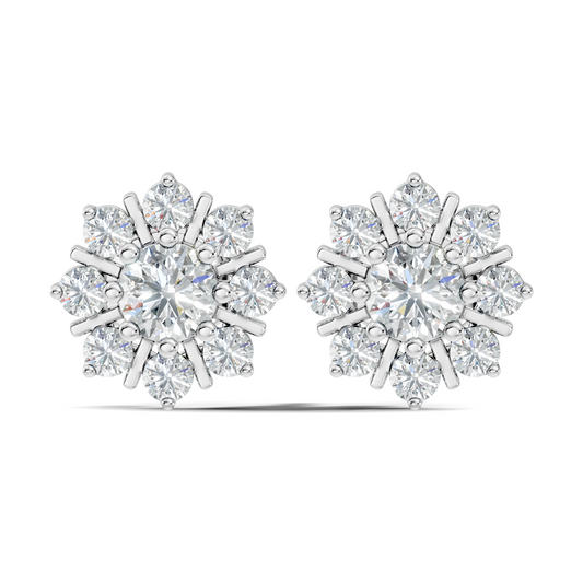 14k Solid Gold Round Shape Sparkling Shinning Elegance Diamond Earrings For Women - HIGHCARAT DIAMONDS