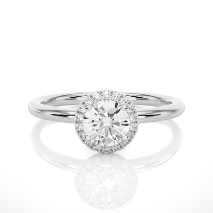 Round Cut Lab Grown Diamond Halo Solitaire Engagement Ring