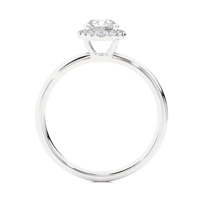 Round Cut Lab Grown Diamond Halo Solitaire Engagement Ring