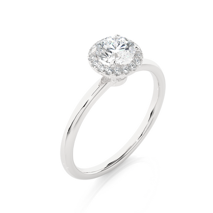 Round Cut Lab Grown Diamond Halo Solitaire Engagement Ring