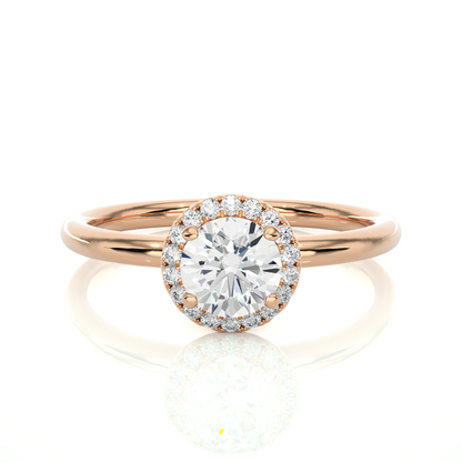 Round Cut Lab Grown Diamond Halo Solitaire Engagement Ring