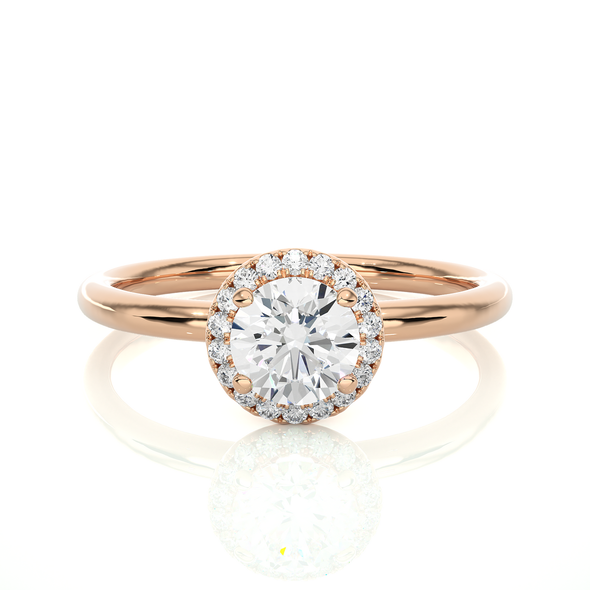 Round Cut Lab Grown Diamond Halo Solitaire Engagement Ring - HIGHCARAT DIAMONDS