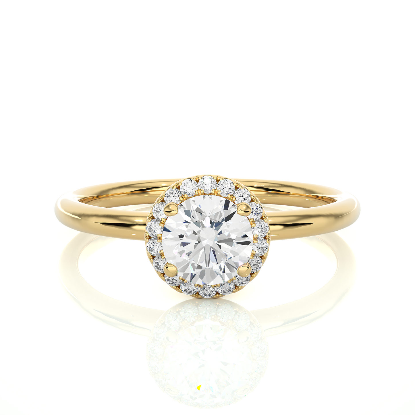 Round Cut Lab Grown Diamond Halo Solitaire Engagement Ring