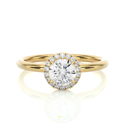 Round Cut Lab Grown Diamond Halo Solitaire Engagement Ring