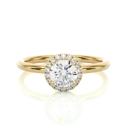Round Cut Lab Grown Diamond Halo Solitaire Engagement Ring - HIGHCARAT DIAMONDS