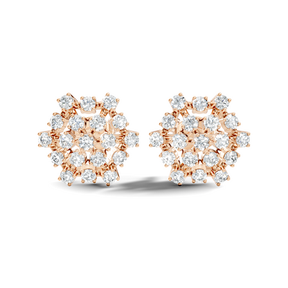 Round Shape 14k Solid Rose Gold New Every Wear Stunning Occasionally Diamond Earrings For Girl - HIGHCARAT DIAMONDS