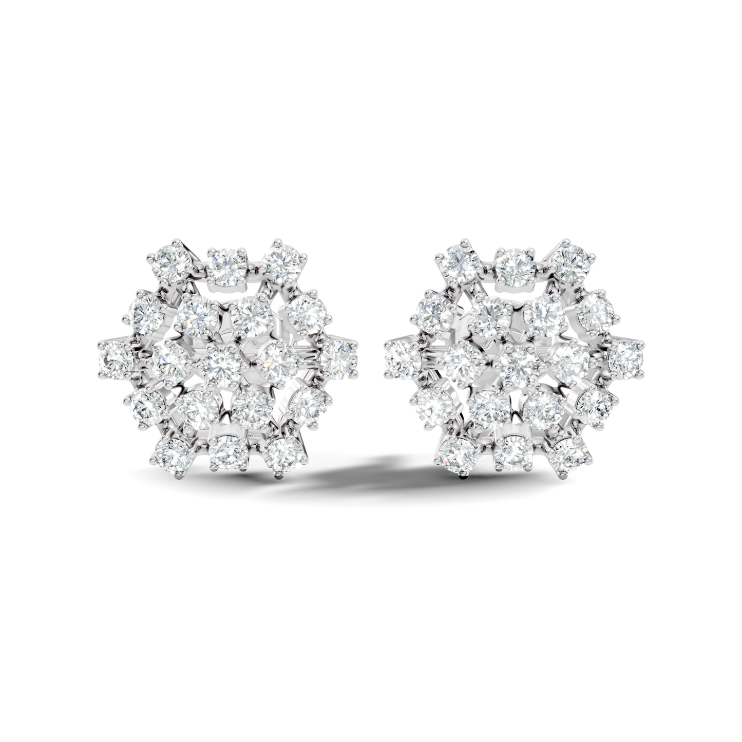 Round Shape 14k Solid Rose Gold New Every Wear Stunning Occasionally Diamond Earrings For Girl - HIGHCARAT DIAMONDS