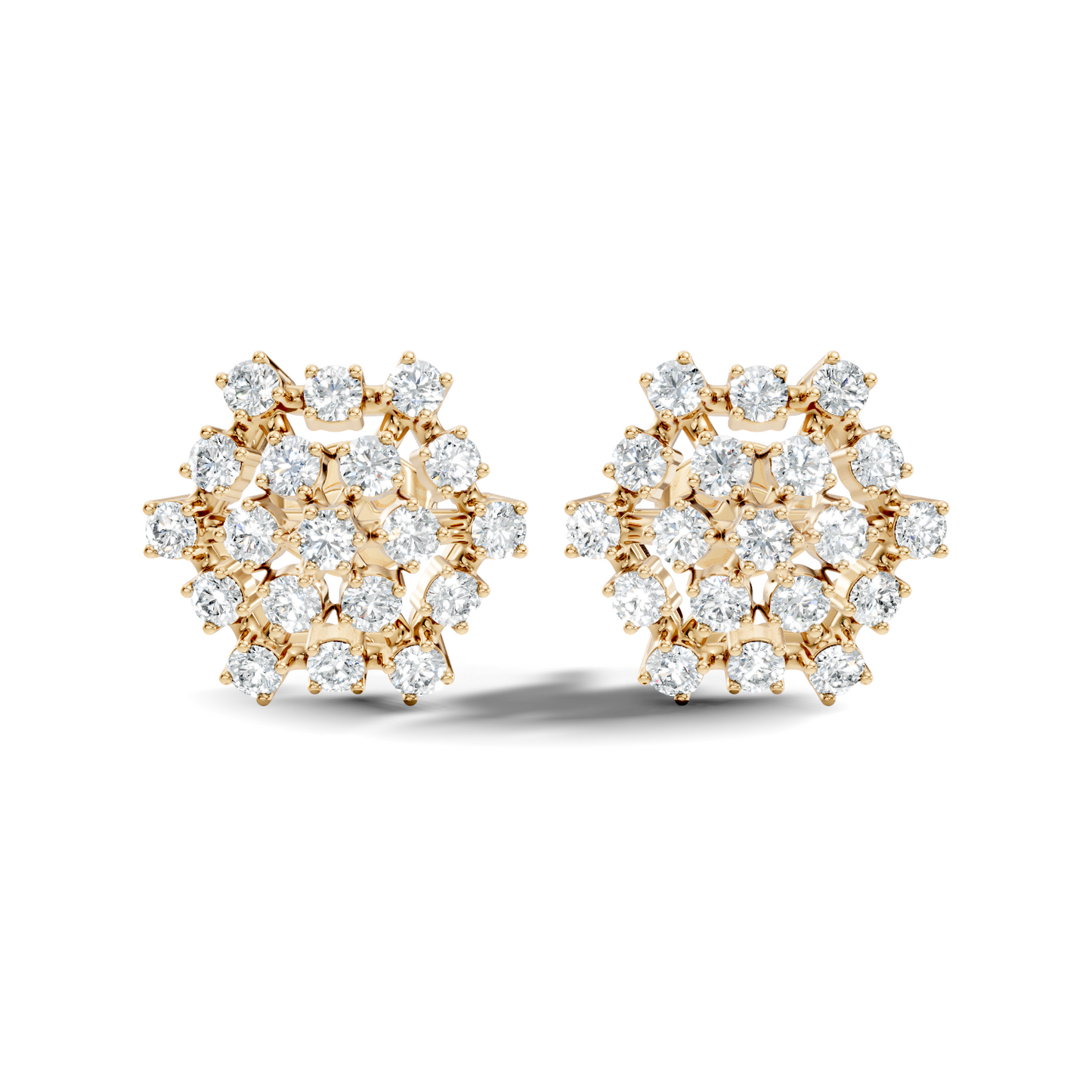 Round Shape 14k Solid Rose Gold New Every Wear Stunning Occasionally Diamond Earrings For Girl - HIGHCARAT DIAMONDS