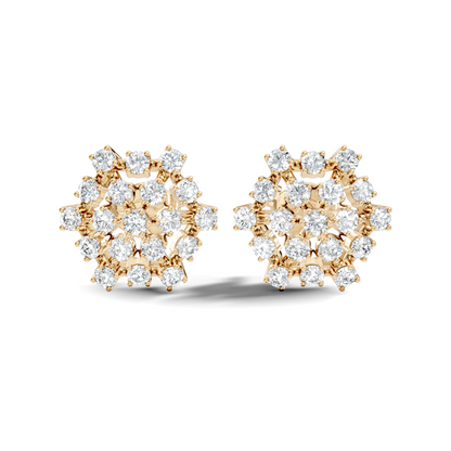 Round Shape 14k Solid Rose Gold New Every Wear Stunning Occasionally Diamond Earrings For Girl - HIGHCARAT DIAMONDS