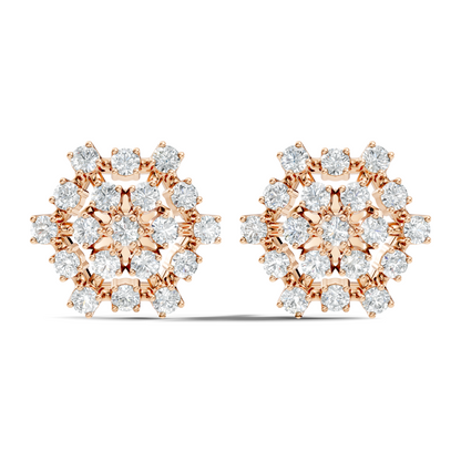 Round Shape 14k Solid Rose Gold New Every Wear Stunning Occasionally Diamond Earrings For Girl - HIGHCARAT DIAMONDS