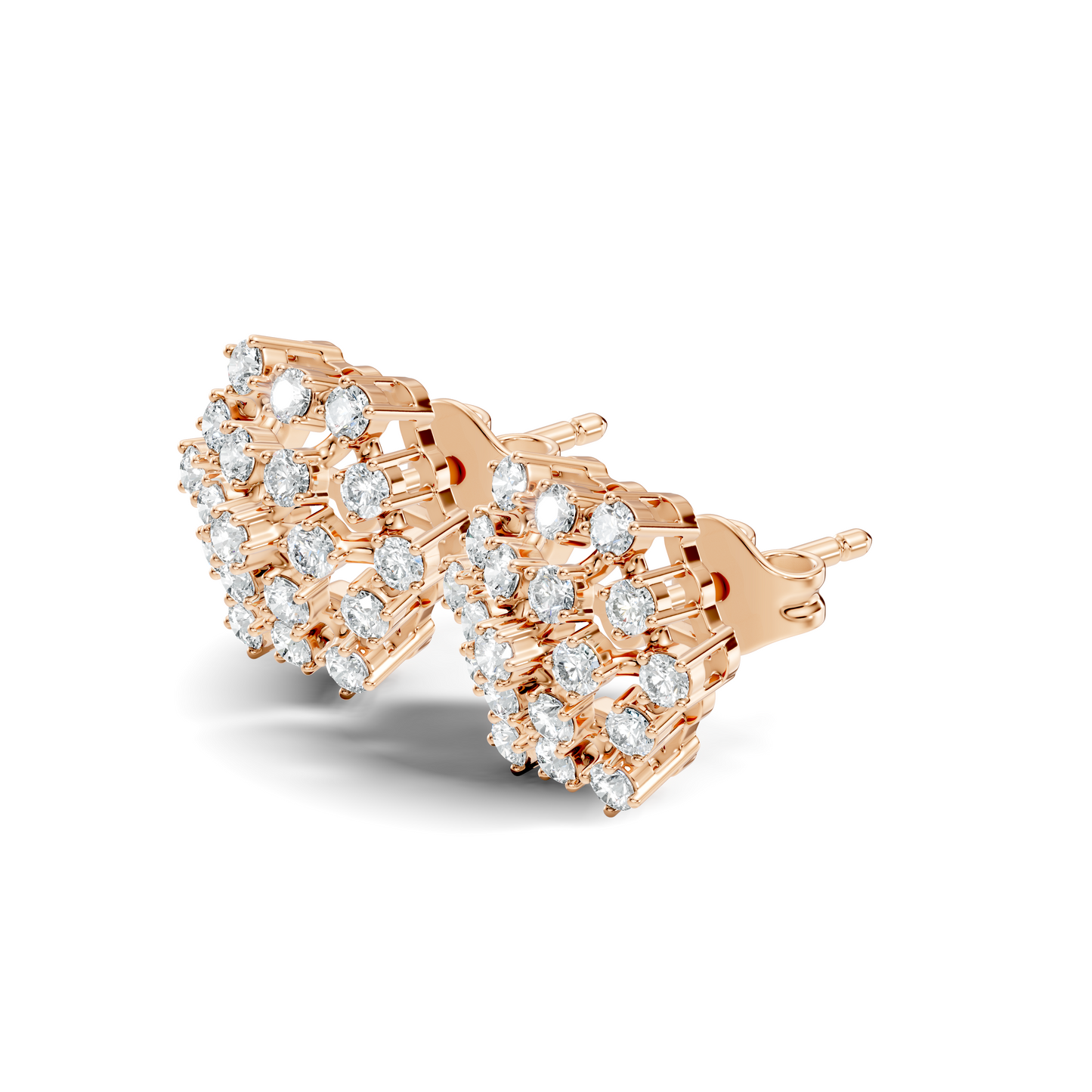 Round Shape 14k Solid Rose Gold New Every Wear Stunning Occasionally Diamond Earrings For Girl - HIGHCARAT DIAMONDS