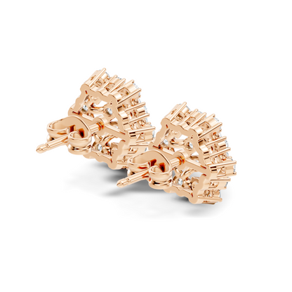 Round Shape 14k Solid Rose Gold New Every Wear Stunning Occasionally Diamond Earrings For Girl - HIGHCARAT DIAMONDS