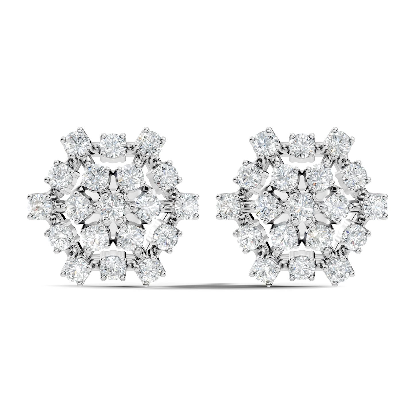 Round Shape 14k Solid Rose Gold New Every Wear Stunning Occasionally Diamond Earrings For Girl - HIGHCARAT DIAMONDS