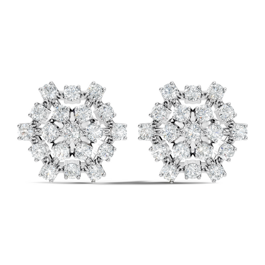 Round Shape 14k Solid Rose Gold New Every Wear Stunning Occasionally Diamond Earrings For Girl - HIGHCARAT DIAMONDS