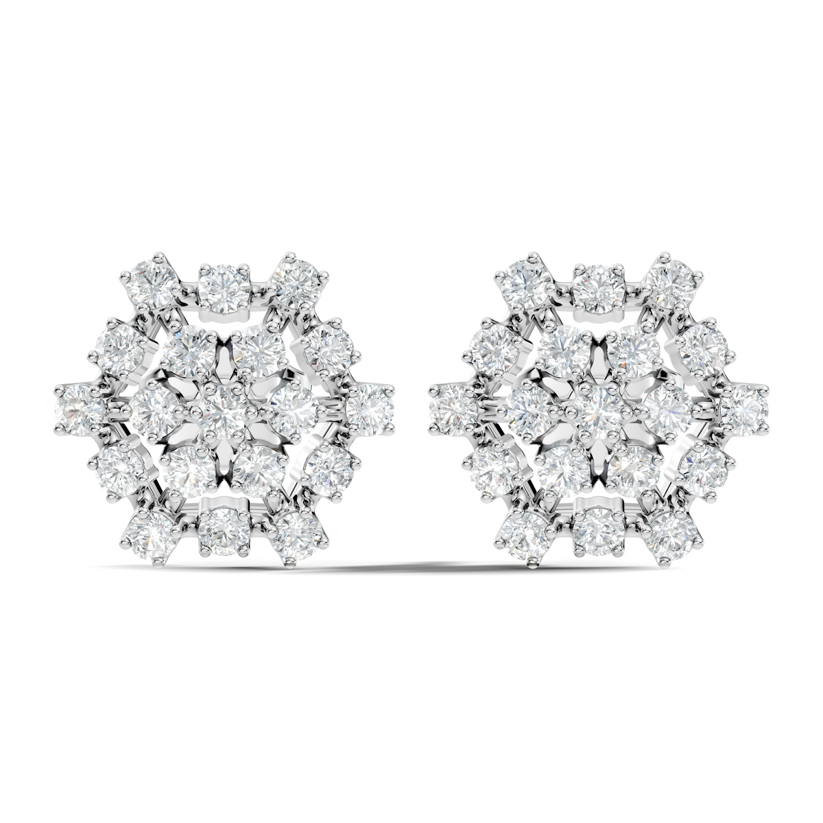 Round Shape 14k Solid Rose Gold New Every Wear Stunning Occasionally Diamond Earrings For Girl - HIGHCARAT DIAMONDS