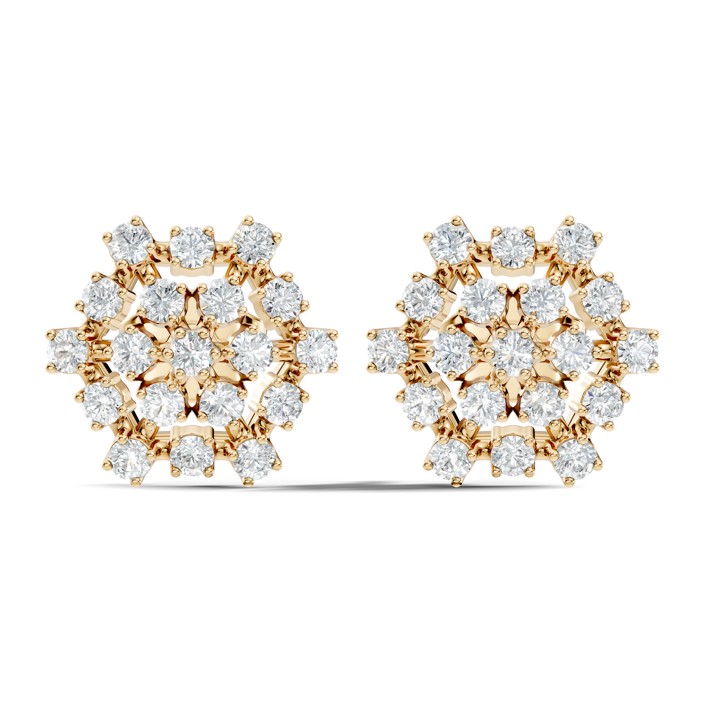 Round Shape 14k Solid Rose Gold New Every Wear Stunning Occasionally Diamond Earrings For Girl - HIGHCARAT DIAMONDS