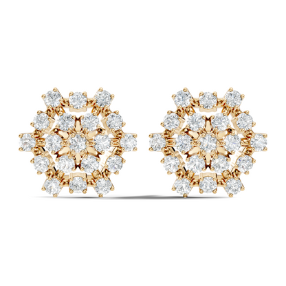 Round Shape 14k Solid Rose Gold New Every Wear Stunning Occasionally Diamond Earrings For Girl - HIGHCARAT DIAMONDS