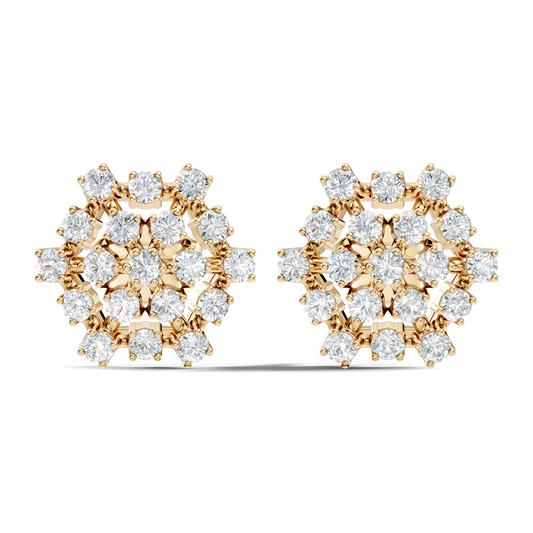 Round Shape 14k Solid Rose Gold New Every Wear Stunning Occasionally Diamond Earrings For Girl - HIGHCARAT DIAMONDS