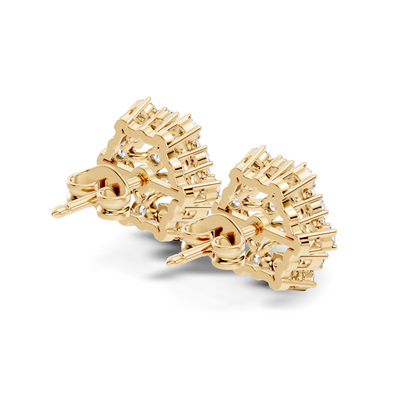 Round Shape 14k Solid Rose Gold New Every Wear Stunning Occasionally Diamond Earrings For Girl - HIGHCARAT DIAMONDS
