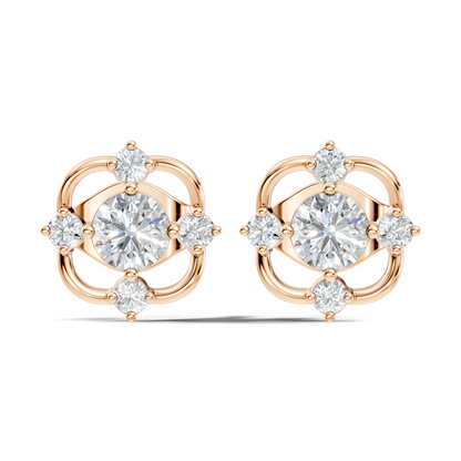 Elegant 14K Yellow Gold Round Cut Labgrown Diamond Stud Earrings For Weddings - HIGHCARAT DIAMONDS