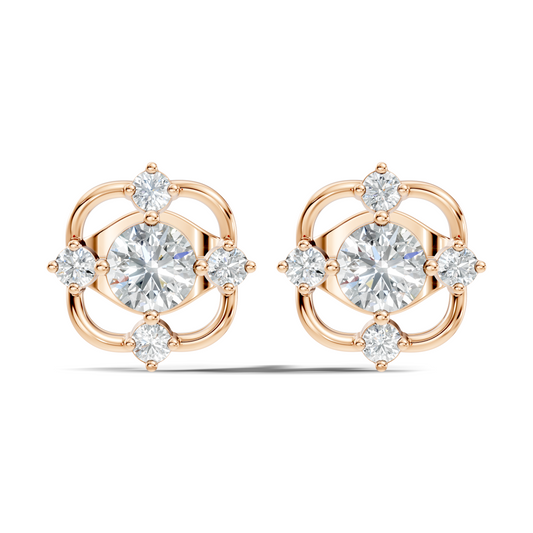 Elegant 14K Yellow Gold Round Cut Labgrown Diamond Stud Earrings For Weddings - HIGHCARAT DIAMONDS