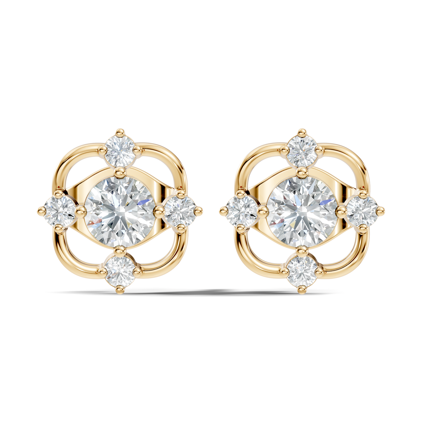 Elegant 14K Yellow Gold Round Cut Labgrown Diamond Stud Earrings For Weddings - HIGHCARAT DIAMONDS
