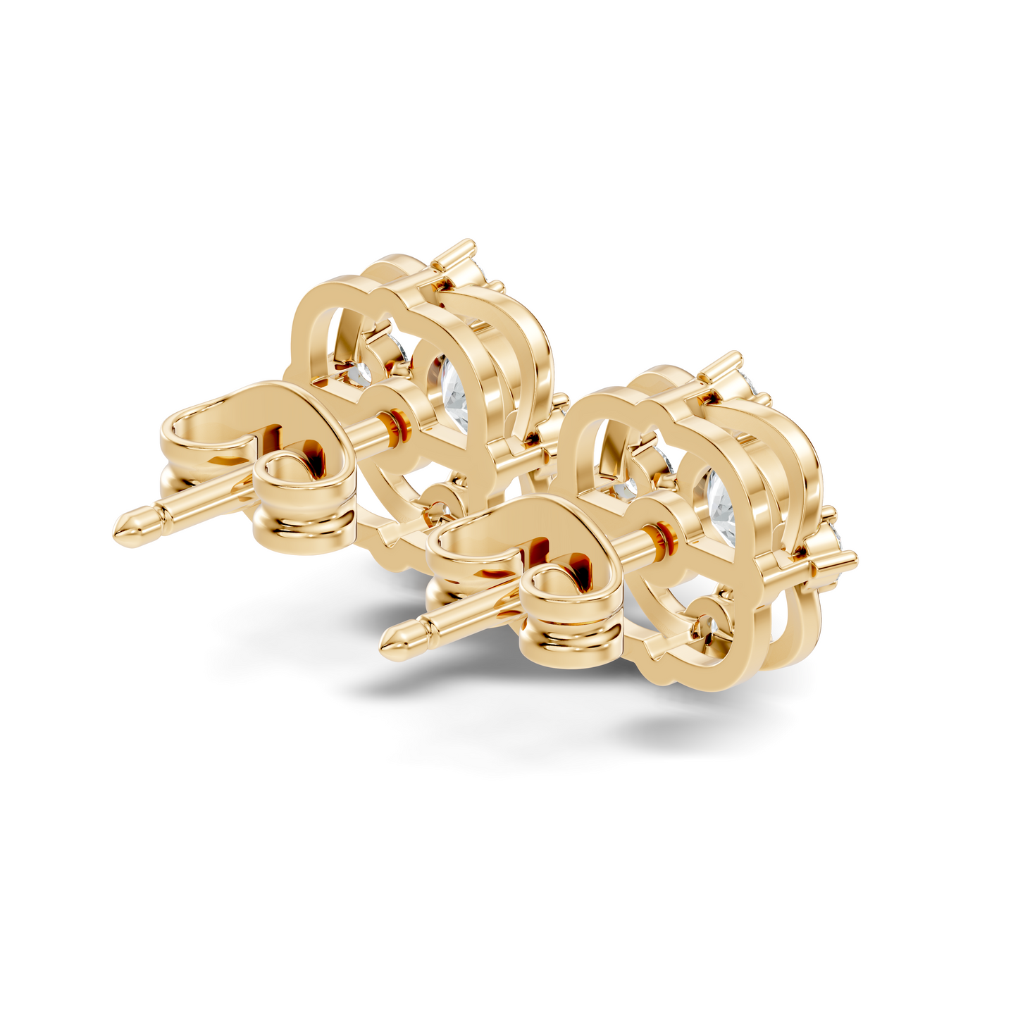 Elegant 14K Yellow Gold Round Cut Labgrown Diamond Stud Earrings For Weddings - HIGHCARAT DIAMONDS