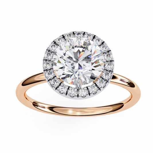 Round Cut Lab Grown Diamond Halo Style Ring in 14K Solid Gold   Vintage Design Perfect Anniversary Gift - HIGHCARAT DIAMONDS